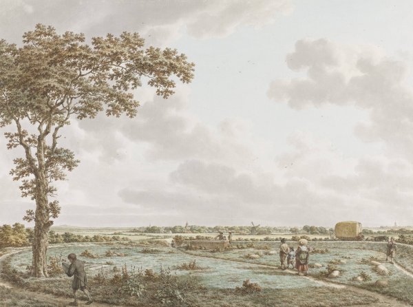 Main Product Photo of De Tafelberg in het landschap, gezien vanaf het Sint-Janskerkhof bij Laren  Painting by Jacob Cats
