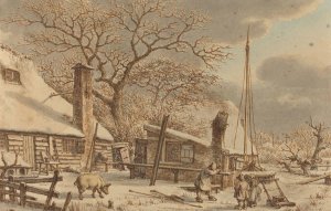 Farmyard in Winter by Jacob Cats Oil Painting