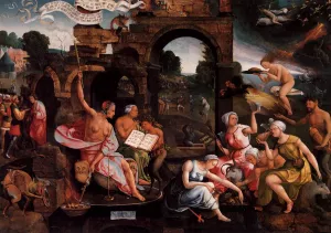 Saul and the Witch of Endor Oil painting by Jacob Cornelisz Van Oostsanen