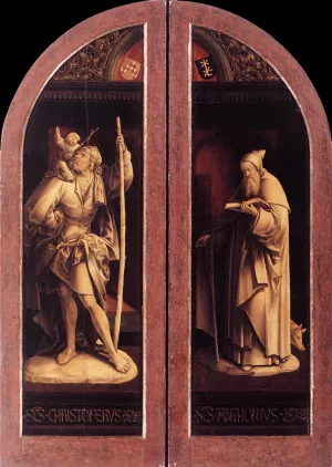 Sts Christopher and Anthony by Jacob Cornelisz Van Oostsanen Oil Painting