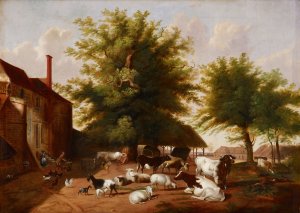 Farmyard Scene by Jacob Cox Oil Painting