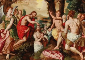 The Baptism of Christ by Jacob De Backer Oil Painting