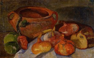Still Life: Pit, Onions, Bread and Green Apples by Jacob De Haan Oil Painting