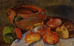 Still Life: Pit, Onions, Bread and Green Apples by Jacob De Haan Oil Painting