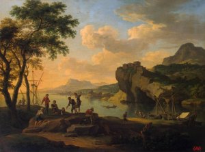 Italian Harbour Oil painting by Jacob De Heusch