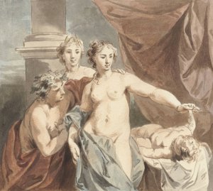 Ceres, Venus, Bacchus en slapende Amor by Jacob De Wit Oil Painting