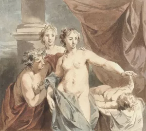 Ceres, Venus, Bacchus en slapende Amor by Jacob De Wit Oil Painting
