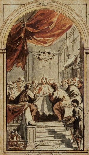 Het Heilig Avondmaal, voorgesteld in de opperzaal by Jacob De Wit Oil Painting