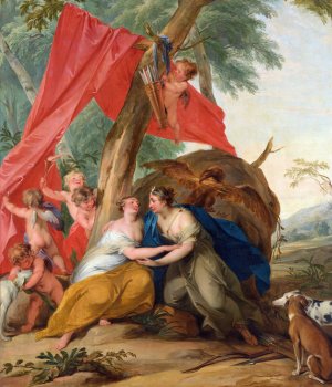 Jupiter, Disguised As Diana, Seducing The Nymph Callisto by Jacob De Wit Oil Painting