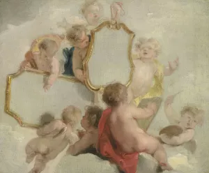 Putti with Mirrors by Jacob De Wit Oil Painting