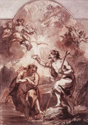 The Baptism of Christ in the Jordan painting by Jacob De Wit