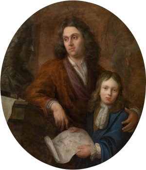 The Sculptor Willem Kerricx and his Son Willem Ignatius by Jacob Denys Oil Painting