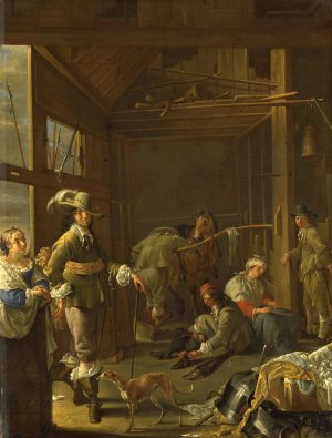 Soldiers in a Stable by Jacob Duck Oil Painting