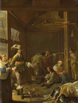 Soldiers in a Stable by Jacob Duck Oil Painting