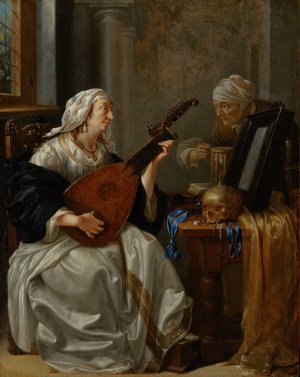 Woman Playing a Theorbo by Jacob Duck Oil Painting