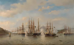Dutch, English, French and American Squadrons in Japanese Waters during the Expedition led by the French Commander Constant Jaures, September 1864 Oil painting by Jacob Eduard Van Heemskerck Van Beest