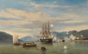 HMS Steam-Powered Battleship Medusa Opening the Shimonoseki Straits by Jacob Eduard Van Heemskerck Van Beest Oil Painting