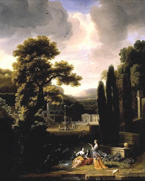 Classical Landscape with Figures by Jacob Esselens - Hand-Painted Oil Painting Reproduction