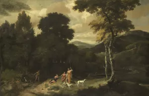 Landscape with Hunters by Jacob Esselens Oil Painting