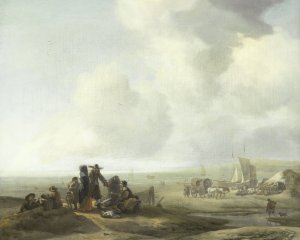 View on the Beach by Jacob Esselens Oil Painting