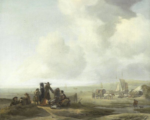 View on the Beach  by Jacob Esselens - Hand-Painted Oil Painting Reproduction