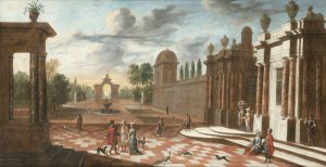 Architectural View With Figures by Jacob Ferdinand Saeys Oil Painting