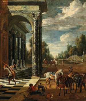 The return after the hunt by Jacob Ferdinand Saeys Oil Painting