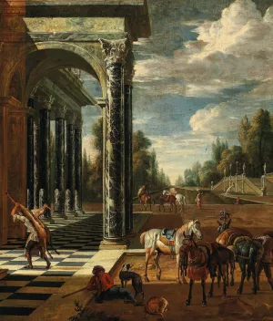 The return after the hunt by Jacob Ferdinand Saeys Oil Painting