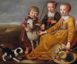 Three Children With A Goat And A Dog In A Landscape by Jacob Gerritsz Cuyp Oil Painting