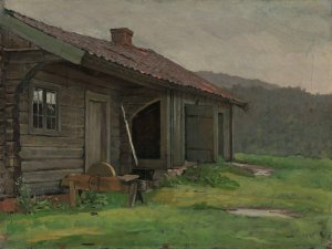 A Farmhouse in Summer Rain by Jacob Gloersen Oil Painting