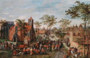 A village kermesse by Jacob Grimmer Oil Painting
