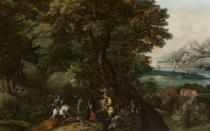 Hunting a wild boar by Jacob Grimmer Oil Painting