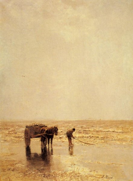 Collecting Shellfish by Jacob Henricus Maris - Hand-Painted Oil Painting Reproduction
