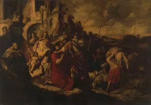 The Meeting of Jacob and Esau by Jacob Hogers Oil Painting