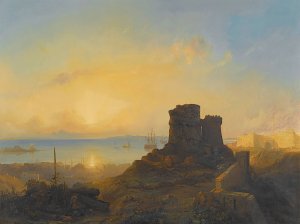 Crusader Castle On The Ottoman Coast by Jacob Jacobs Oil Painting