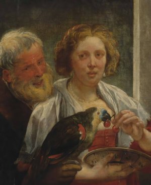 A Bearded Man And a Woman With a Parrot; 'unrequited Love' by Jacob Jordaens Oil Painting
