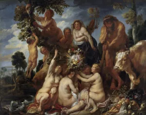 Achelous Defeated by Hercules. The Origin of the Cornucopia. by Jacob Jordaens Oil Painting