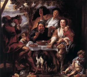 Eating Man by Jacob Jordaens - Oil Painting Reproduction