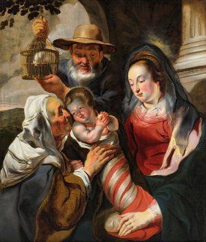 Holy Family with St. Anne by Jacob Jordaens Oil Painting
