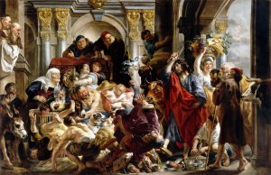 Jesus Driving The Merchants From The Temple by Jacob Jordaens Oil Painting