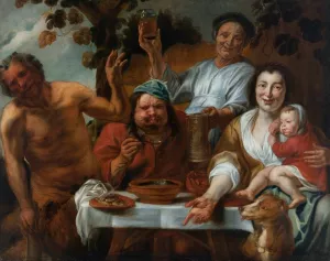 Le satyre et le paysan Oil painting by Jacob Jordaens