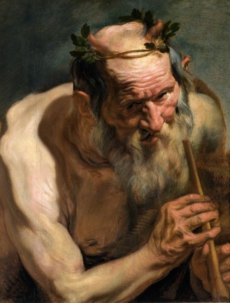 Main Product Photo of Old Satyr Holding a Flute Painting by Jacob Jordaens