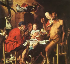 Satyr at the Peasant's House by Jacob Jordaens - Oil Painting Reproduction