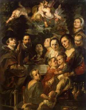 Self-Portrait Among Parents, Brothers and Sisters by Jacob Jordaens - Oil Painting Reproduction