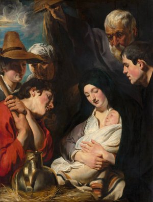 The Adoration of the Shepherds by Jacob Jordaens Oil Painting