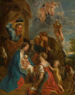 The Adoration of the Shepherds by Jacob Jordaens Oil Painting