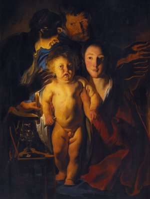The Holy Family by Candlelight by Jacob Jordaens Oil Painting