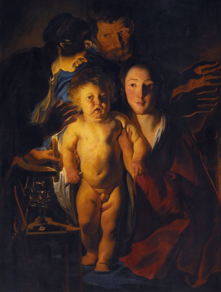 The Holy Family by Candlelight  by Jacob Jordaens - Hand-Painted Oil Painting Reproduction