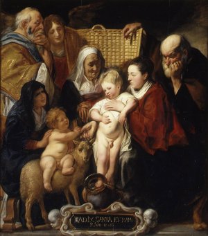 The Holy Family with Saint Anne and the Young Baptist and His Parents by Jacob Jordaens Oil Painting