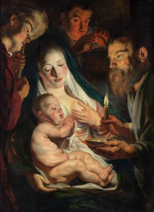 The Holy Family with Shepherds by Jacob Jordaens Oil Painting